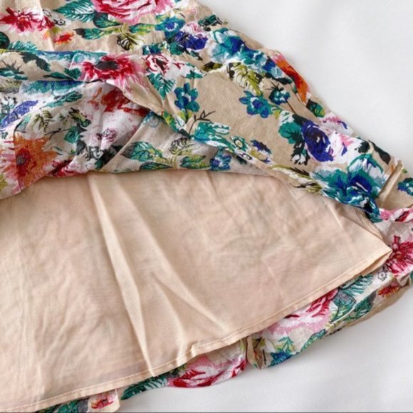 Umgee | Sleeveless Floral Print High Neck Dress Crochet Yoke Ruffle Hem Brunch - Picture 12 of 15